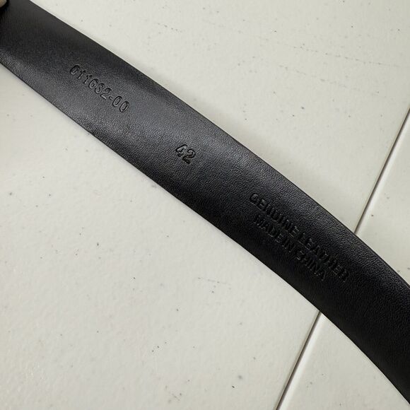 Men's Dress Belt Size 42 Black Smooth Genuine Leather Classic Square Buckle - Picture 6 of 6